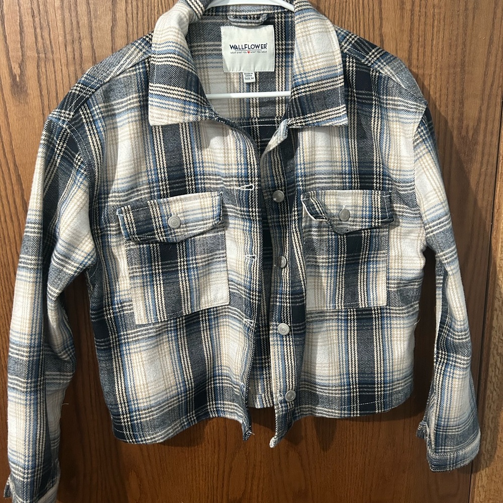 Wallflower Blue and White Plaid Shirt Jacket